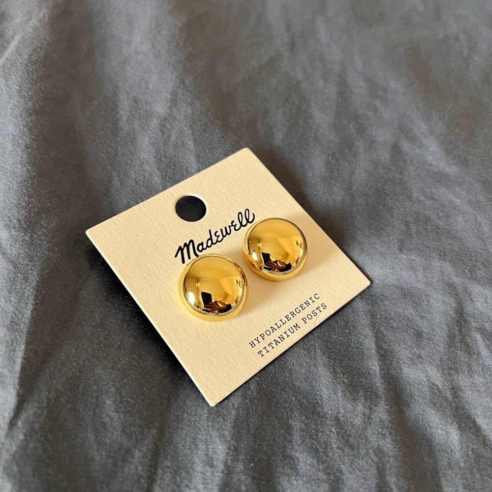 Madewell Shiny Gold Dome Stud Earrings